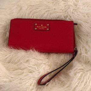 Red leather Kate Spade wristlet wallet
